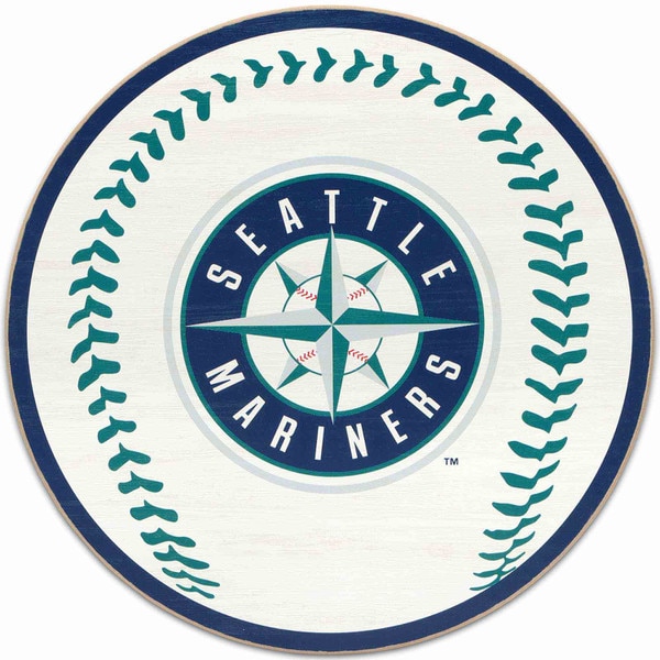 Seattle Mariners Logo Baseball Round Wood Wall Decor Open Road Brands